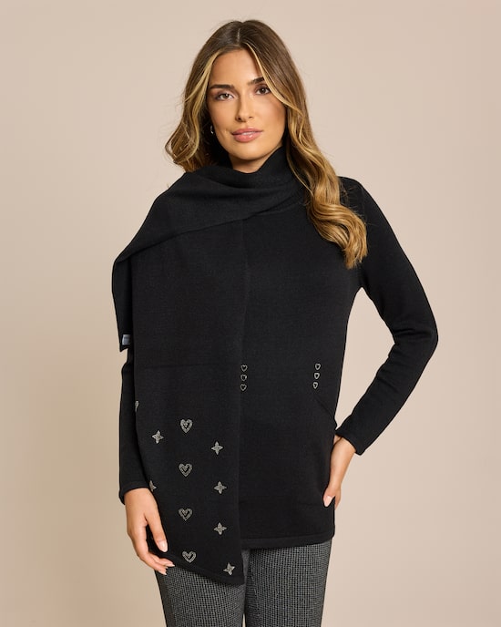 Produktabbildung für Pullover mit Eingrifftaschen & Schal