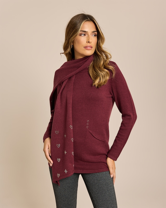Pullover mit Eingrifftaschen & Schal