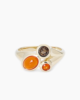 Produktabbildung 4 für Ring mit Feueropal und Rauchquarz