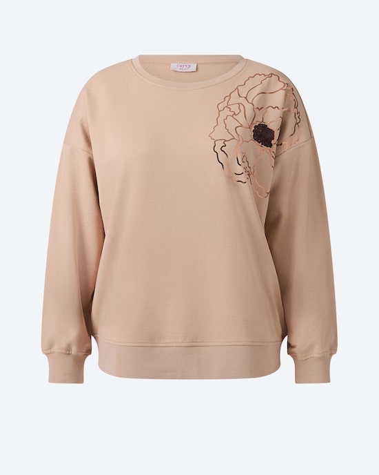Produktabbildung für Sweatshirt mit Blumenapplikation