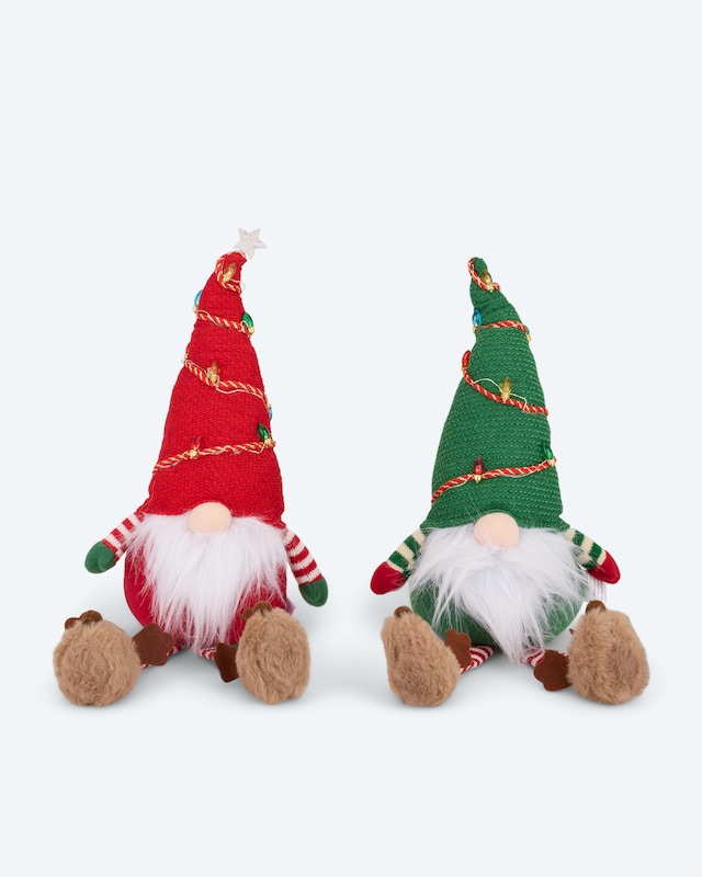 Wichtel mit LED-Lichterkette, 2tlg.