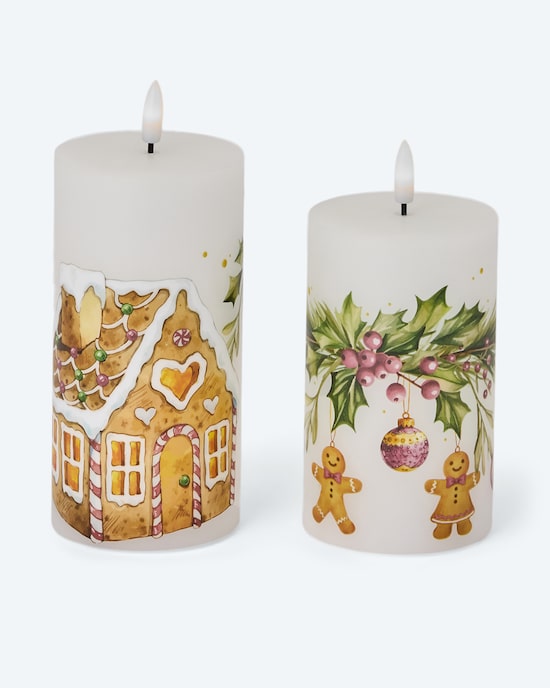 Produktabbildung für 2 LED-Stumpenkerzen mit Geschenkbox & Grußkarte