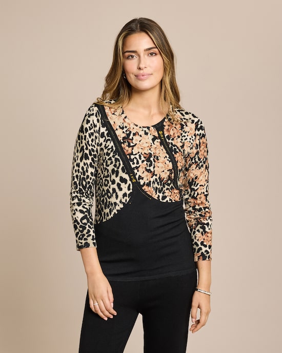 Produktabbildung für Classic Pullover Animal-Blumen Design