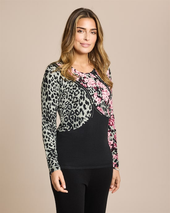 Produktabbildung für Classic Pullover Animal-Blumen Design
