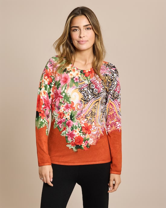 Produktabbildung für Classic Pullover Paisley-Blumen