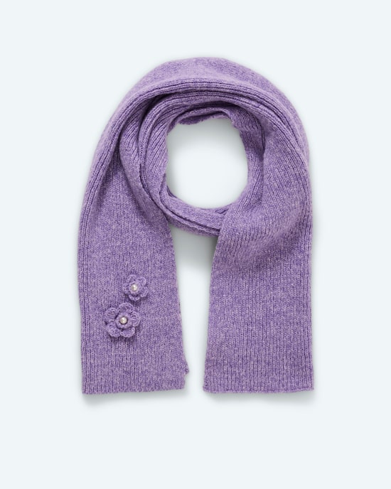 Produktabbildung für Strickschal mit Blumenapplikation