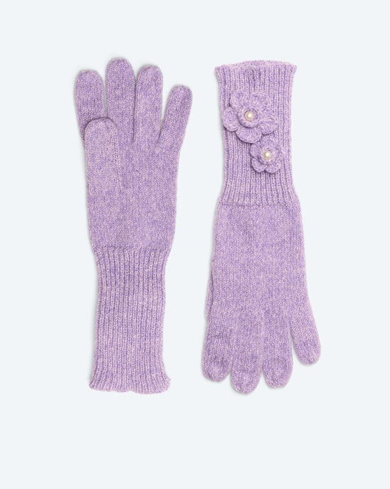 Produktabbildung für Strickhandschuhe mit Blumenapplikation