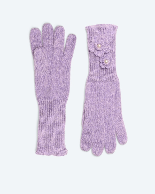Strickhandschuhe mit Blumenapplikation
