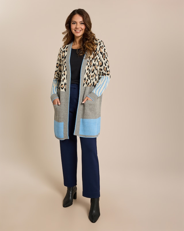curvy me Cardigan mit Muster Mix Strickjacke für Damen HSE