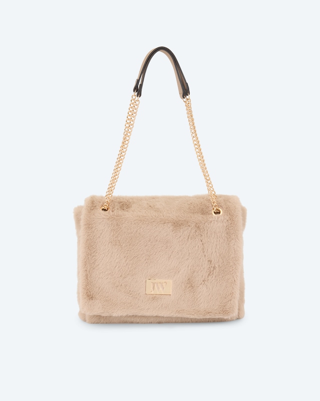 Überschlagtasche in Webpelz-Optik