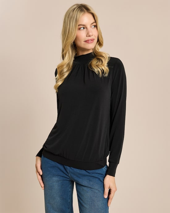 Produktabbildung für Shirt mit Drapierung am Hals