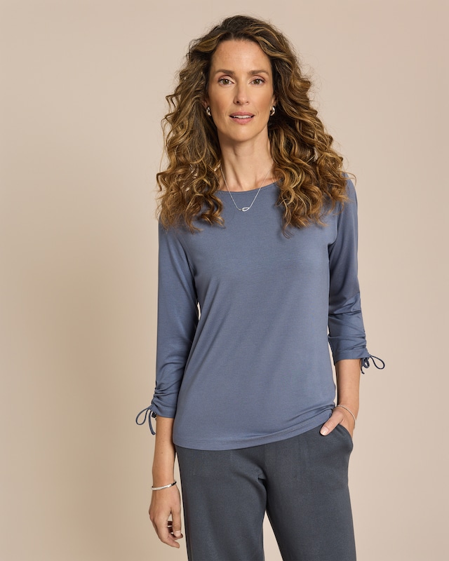 Shirt mit gerafften Ärmeln