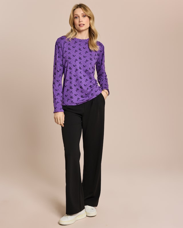 Shirt mit Flockprint und Rüschen