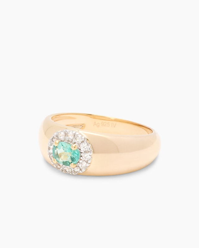 Ring mit Sambia Smaragd und Zirkon