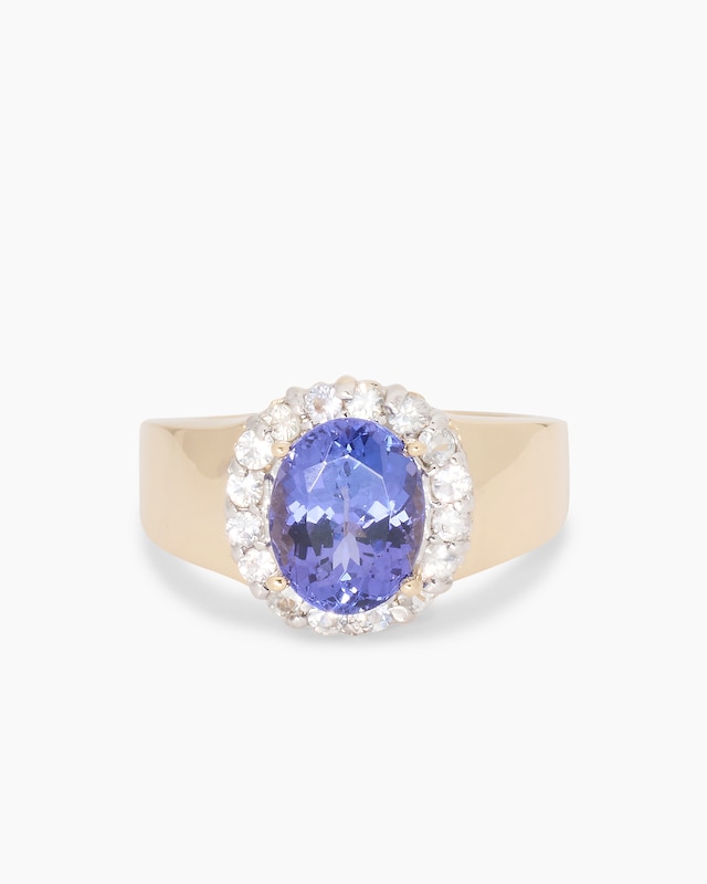 Ring mit Tansanit AAAA+ und Saphiren