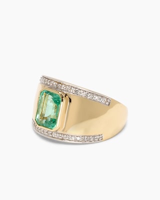 Produktabbildung 2 für Ring mit Sambia Smaragd + Diamanten