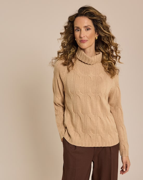 Produktabbildung für Rollkragen Pullover Zopfmuster