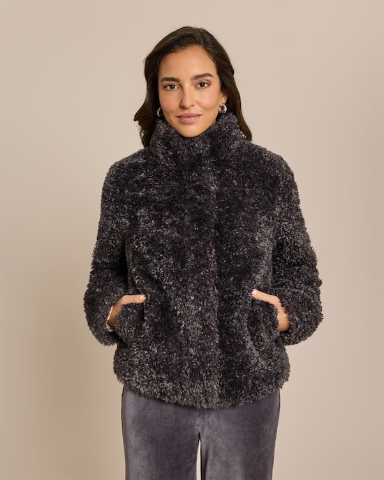 Produktabbildung für Webpelzjacke mit Stehkragen