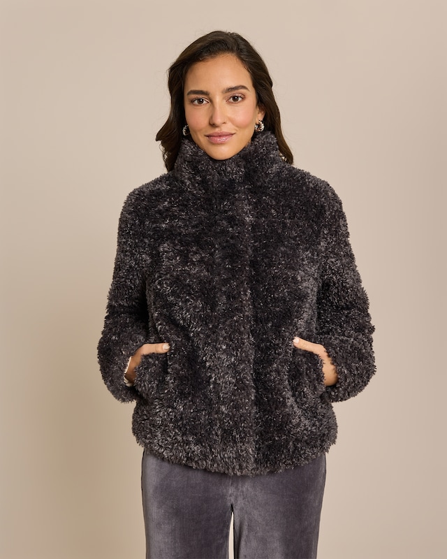 Webpelzjacke mit Stehkragen