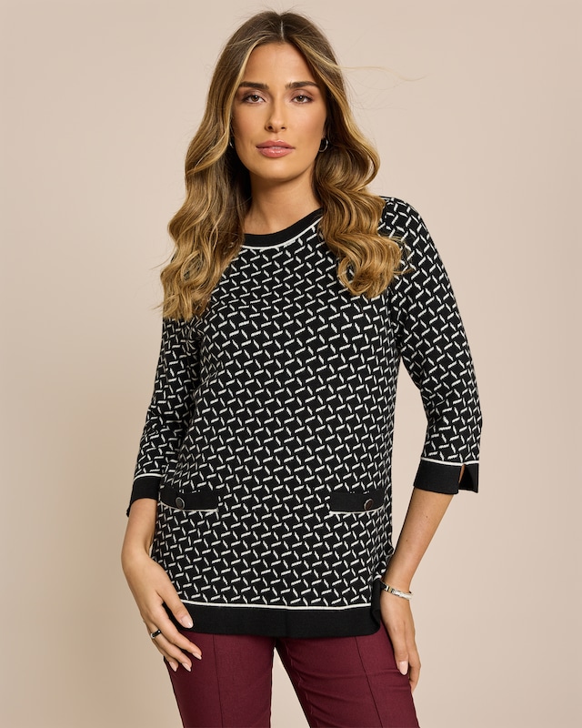 Midi-Pullover Jacquard-Strick