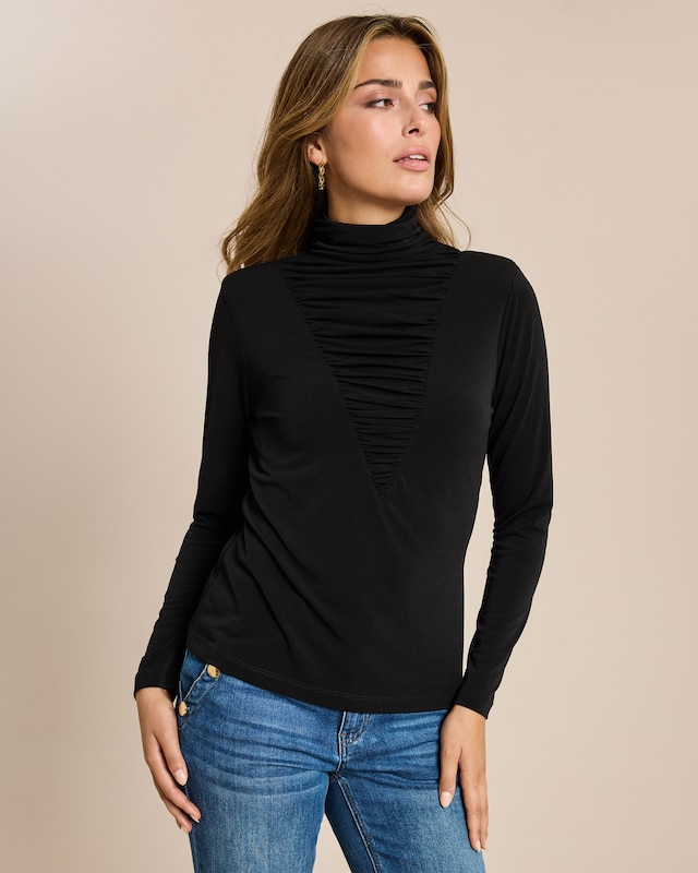 Shirt mit gerafftem Ausschnitt