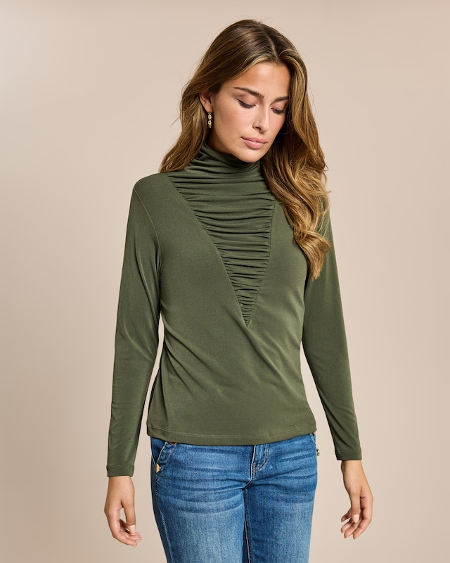 Shirt mit gerafftem Ausschnitt