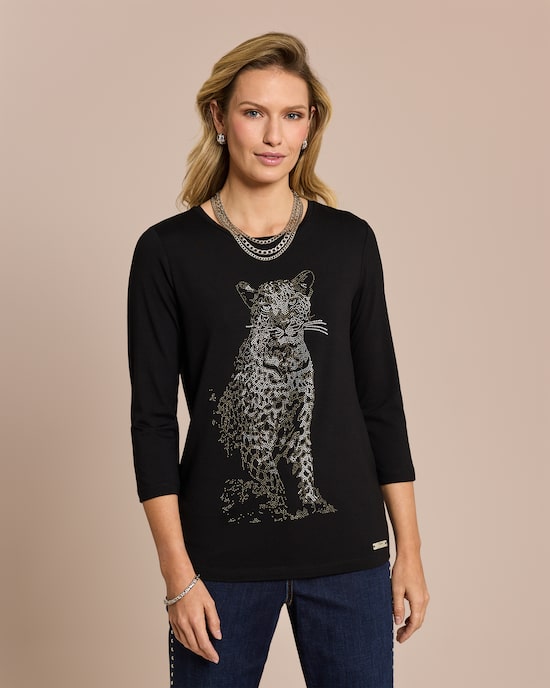 Produktabbildung für Shirt mit Leoparden-Strassprint