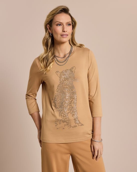 Produktabbildung für Shirt mit Leoparden-Strassprint
