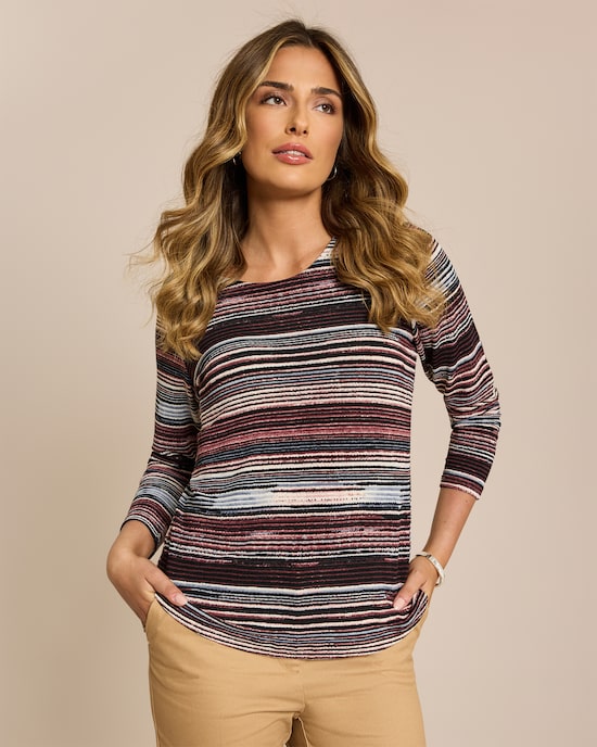 Produktabbildung für Feinstrick Shirt bunt gestreift