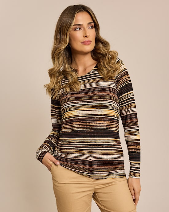 Produktabbildung für Feinstrick Shirt bunt gestreift