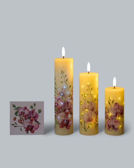 Produktabbildung für Hohe LED-Votivkerzen "Filament", 3tlg.