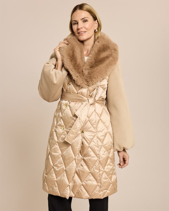 Produktabbildung für Longjacke gesteppt und Wolloptik