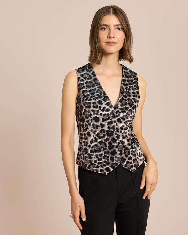 Samtweste mit Leopardenmuster