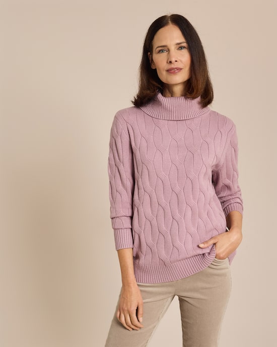 Produktabbildung für Rollkragenpullover mit Zopfmuster