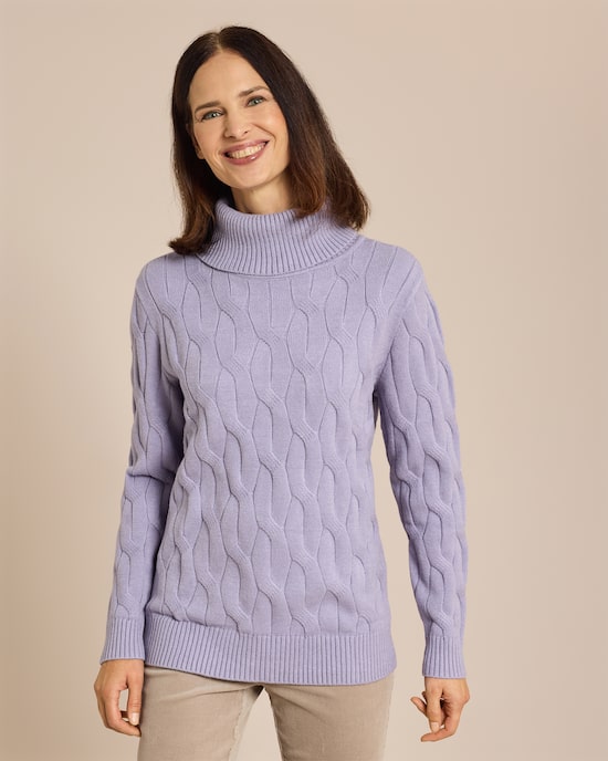 Produktabbildung für Rollkragenpullover mit Zopfmuster