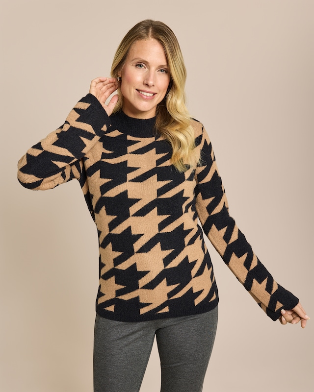 Pullover Super-Flausch mit Hahnentritt