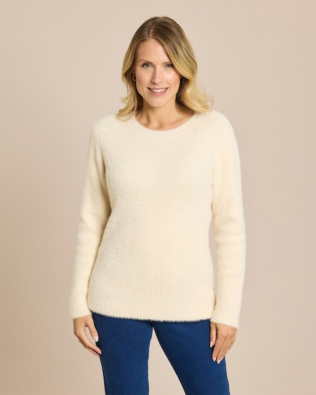 Flausch-Pullover mit Rundhals
