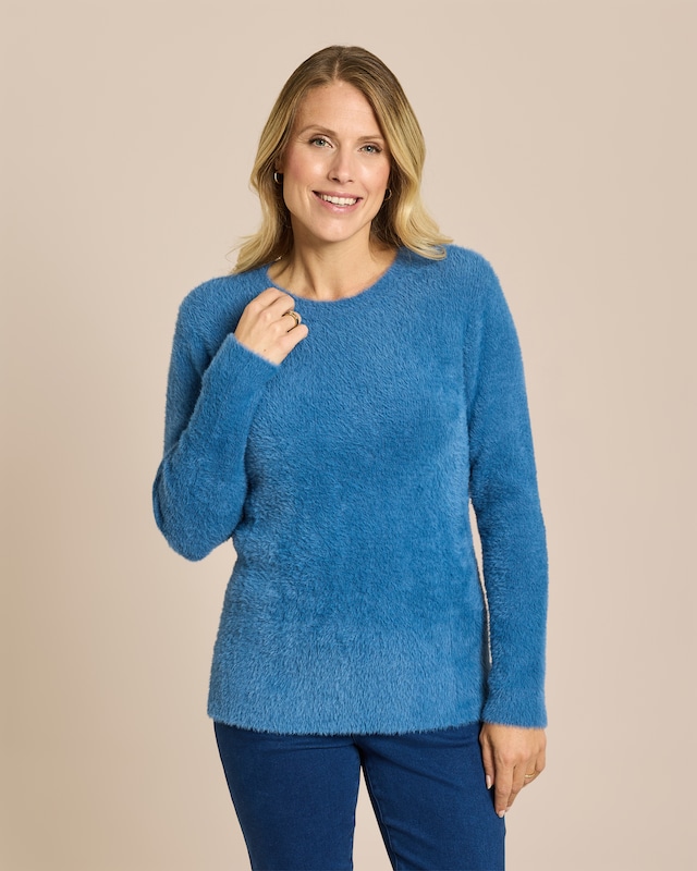 Flausch-Pullover mit Rundhals