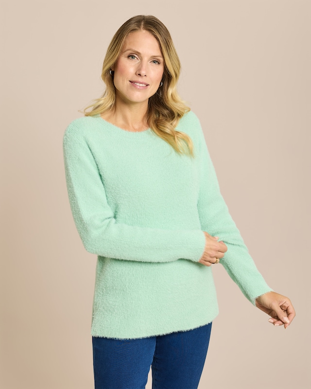 Flausch-Pullover mit Rundhals