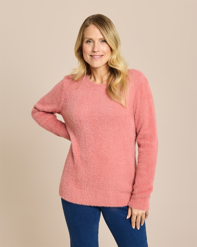 Flausch-Pullover mit Rundhals
