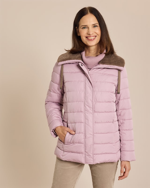 Steppjacke mit Webpelzkragenfutter