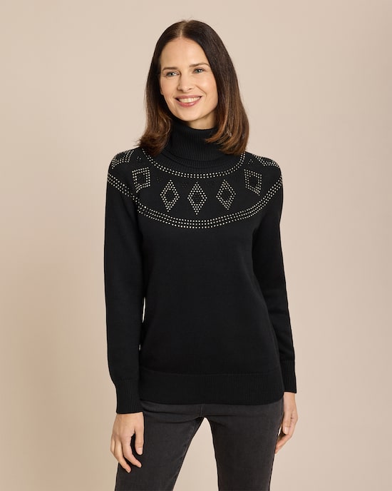 Produktabbildung für Pullover mit Norweger-Strass-Deko