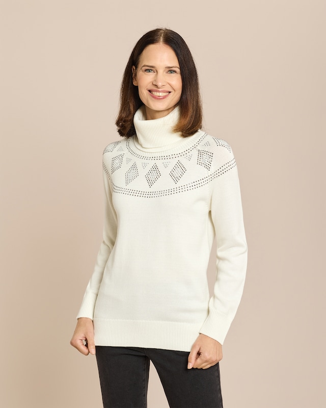 Pullover mit Norweger-Strass-Deko