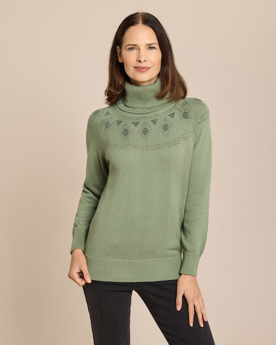 Produktabbildung für Pullover mit Norweger-Strass-Deko