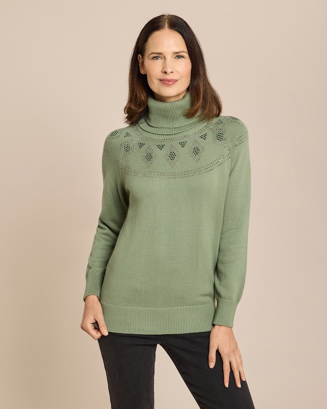Pullover mit Norweger-Strass-Deko