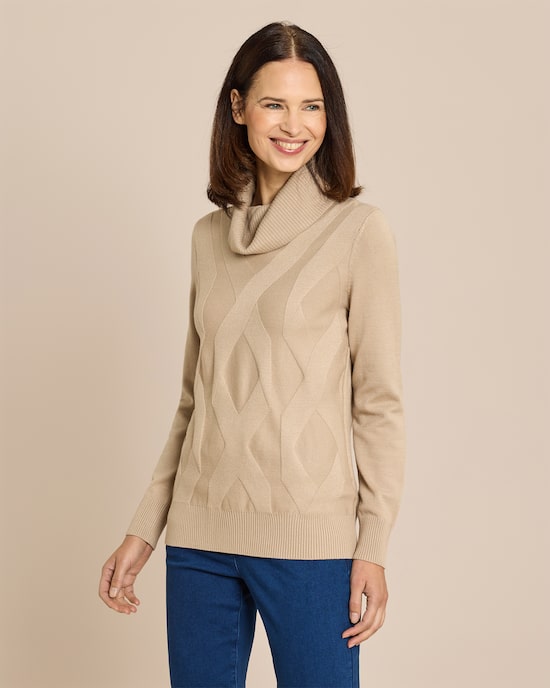Produktabbildung für Rollkragen Pullover mit Jacquard-Karo