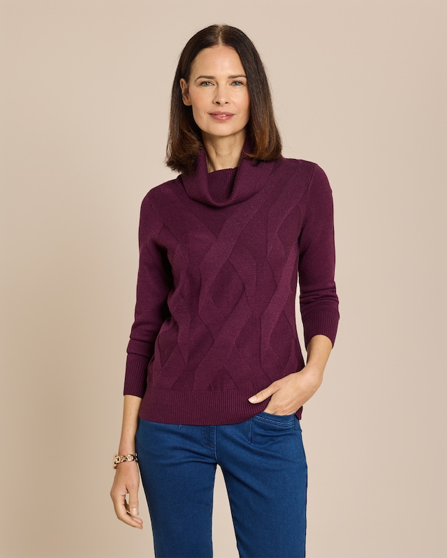 Rollkragen Pullover mit Jacquard-Karo