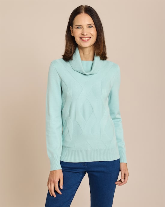 Produktabbildung für Rollkragen Pullover mit Jacquard-Karo