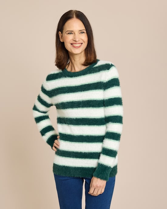 Produktabbildung für Pullover Flauschgarn Streifen-Optik
