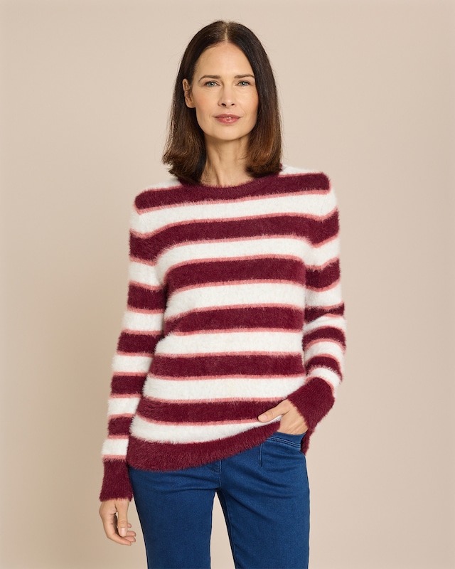 Pullover Flauschgarn Streifen-Optik